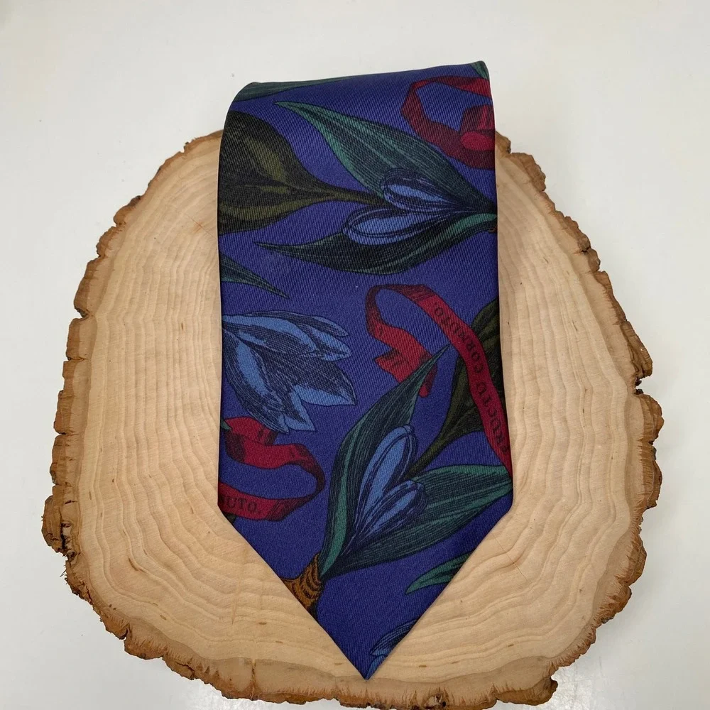 Liberty of London Silk Tie Purple Botanical Floral Latin Ribbon Eclectic Grandpa
